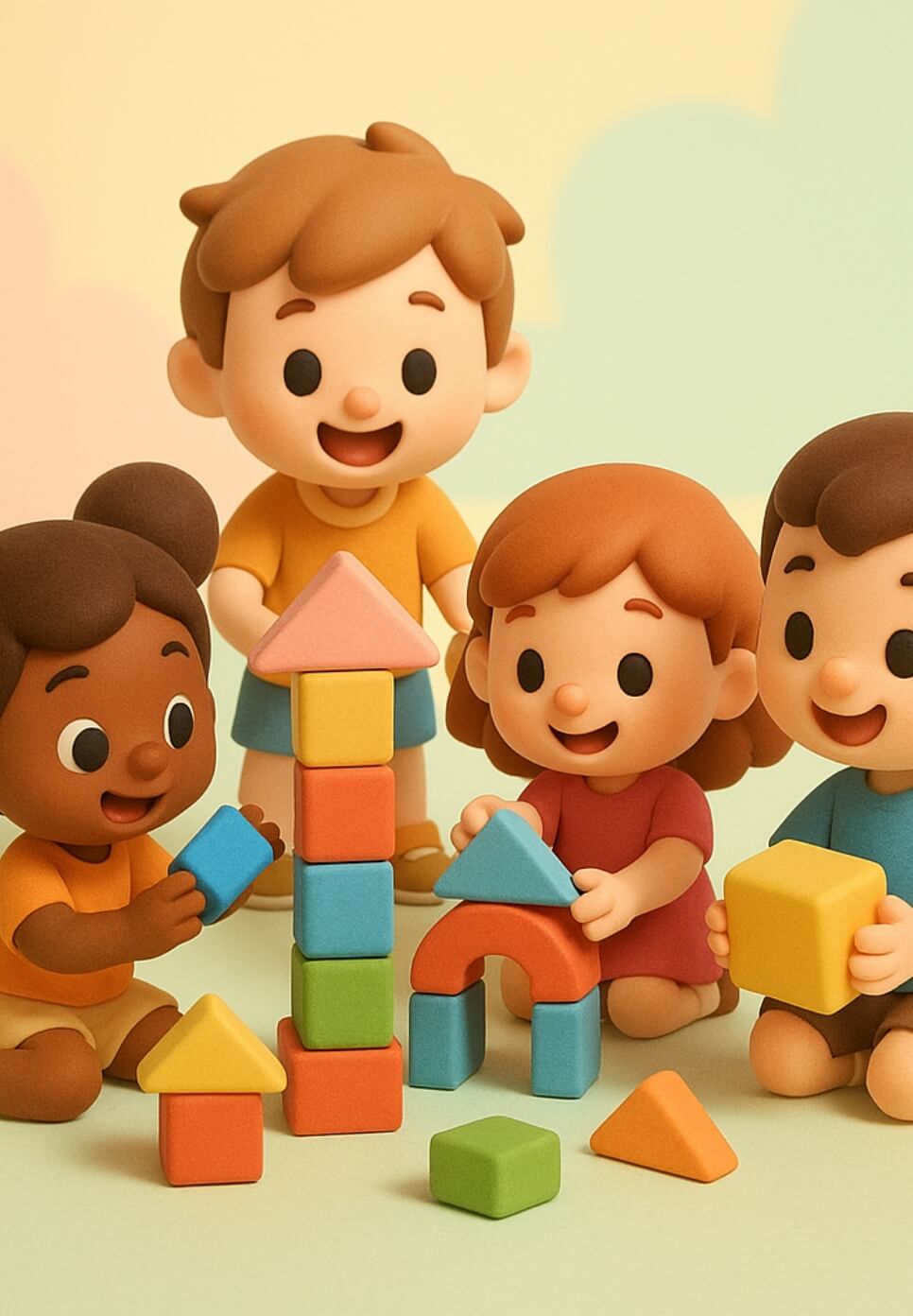 子どもたちがおもちゃで遊んでいるイラスト